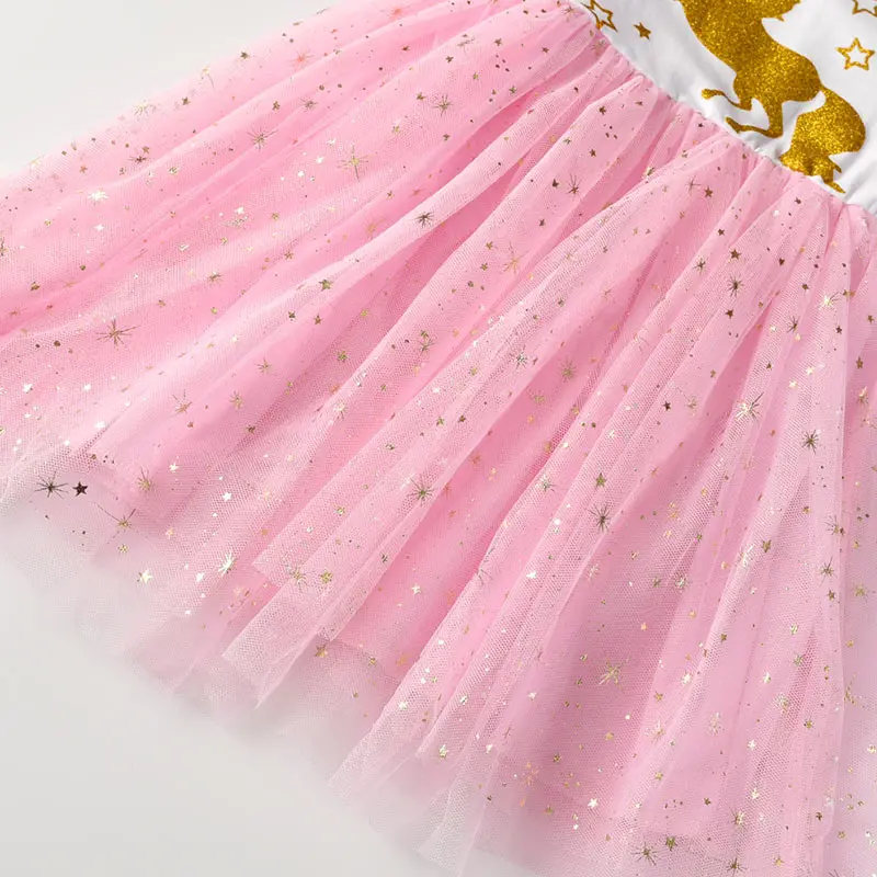 DXTON/Детское платье принцессы «Единорог»; зимние платья для маленьких девочек; платье-пачка с расклешенными рукавами для маленьких девочек; vestidos; детская одежда со звездами