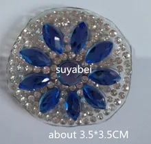 Pointback round flower ron on transfer patches hot fix rhinestone motif designs iron on applique for shirt