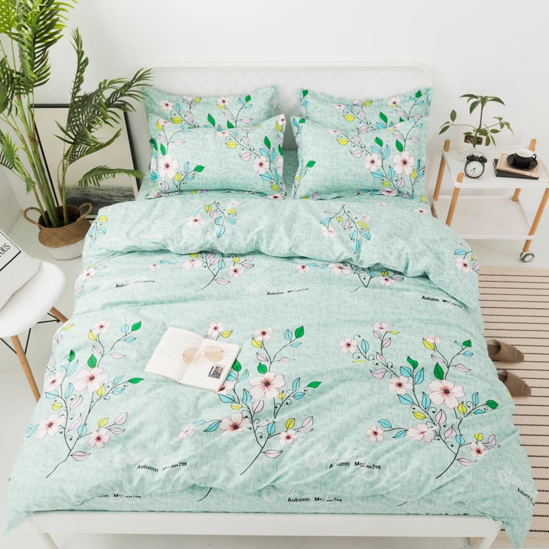 

Spring Green Floral Printed Bedding Set Pastoral Bed Linen Include Duvet Cover Bed Sheet Pillowcases Twin Full Queen King Size