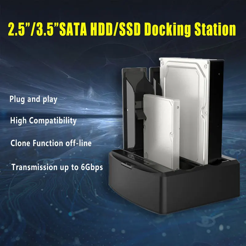 Sata II к USB3.0 dual bay 2," /3,5" SSD/HDD док-станция с жестким диском Поддержка функции офлайн клон для ноутбука Mac рабочего стола