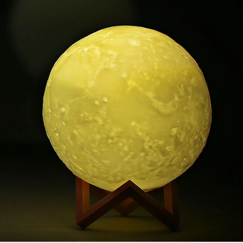 cheap New Rechargeable 3D Print Moon Lamp 2 Color Change Touch Switch Bedroom Bookcase Night Light