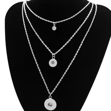 DJ0033 Шарм 3 цепочки несколько слоев Простой оснастки ожерелье 42 см подходит DIY 12 мм/18 мм Очаровательное украшение с заклепками