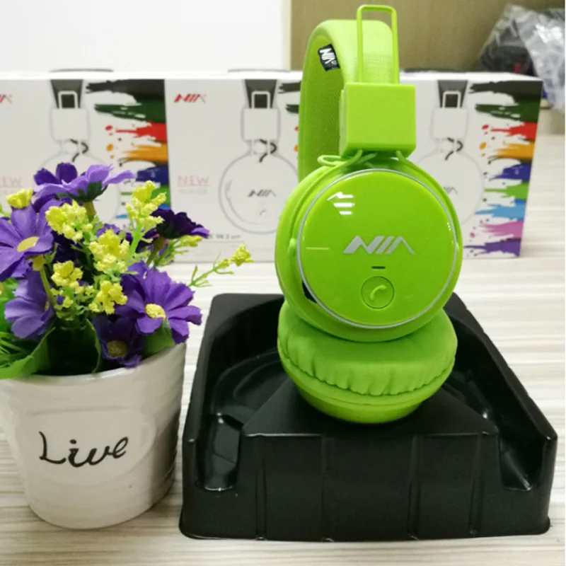 

Newest Wirelsee Stereo Foldable Sport Headsets NIA Q8 Stereo Bluetooth Headphone Support APP with Mic Support TF Card FM Radio