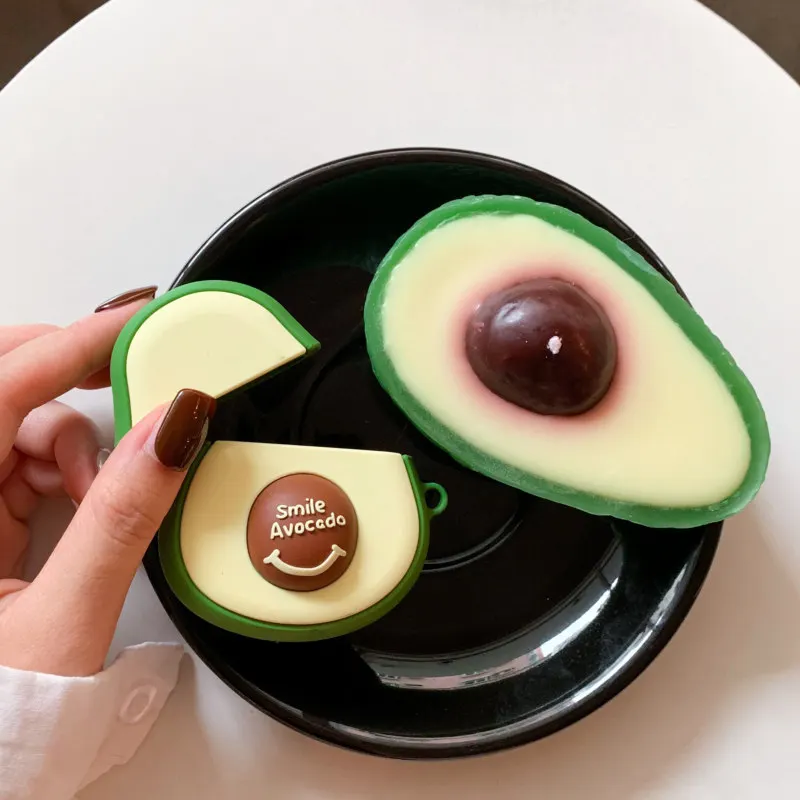 

Cute green avocados 3D airpods 2 case For Apple Wireless Bluetooth Headphone Cover Soft silicone shockproof protective shell