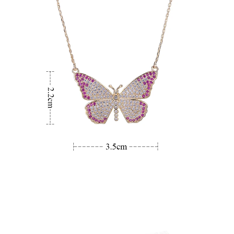 Новое поступление, ожерелье с подвеской в виде бабочки, кубический цирконий, разноцветное ожерелье на цепочке, подарок для женщин YMD1255