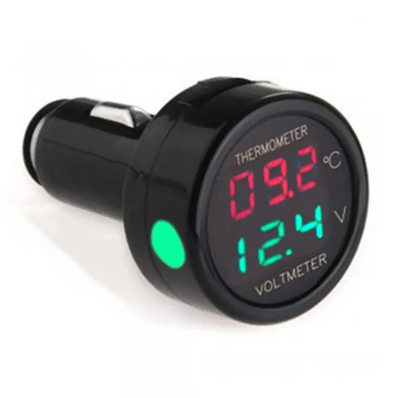 

1PC 2 In 1 12V Car Auto Dual Display LED Digital Thermometer Voltmeter 3 Colors Voltage Meters