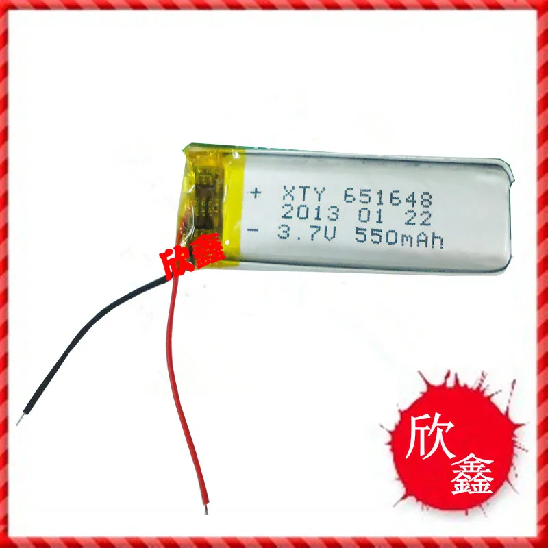 

3.7V polymer lithium battery 651648 A product 550mah camera pen recording Bluetooth battery Rechargeable Li-ion Cell