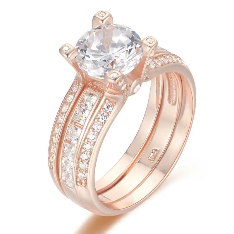 rose gold color solid 925 sterling silver wedding ring sets engagement bands aaa cz fashion jewelry - Rose Gold Wedding Rings For Women rose gold color solid 925 sterling silver wedding ring sets engagement bands aaa cz fashion jewelry - Rose Gold Wedding Rings For Women