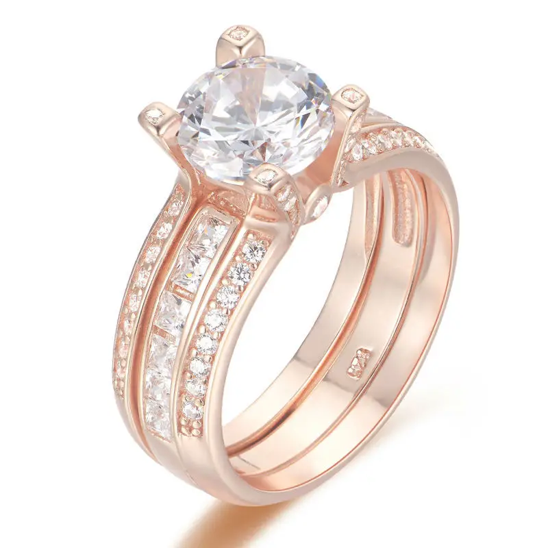 Newshe Rose Gold Color Solid 925 Sterling Silver Wedding