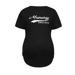 Для женщин для беременных с коротким рукавом Письмо печати Топы корректирующие футболка Беременность Одежда кормящих топ для беременных и