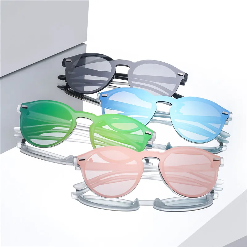 JM цельные поляризованные Круглые Солнцезащитные очки без оправы для клуба, зеркальные круглые линзы в стиле ретро, винтажные Модные солнцезащитные очки
