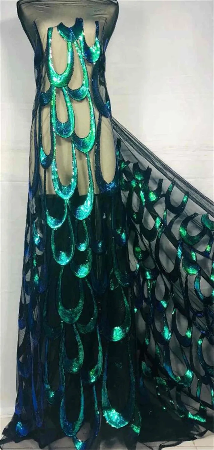 

Latest High quality Colorful Velvet African tulle lace 2019 French net lace fabric with Sequins for party dress 5yards NX985z
