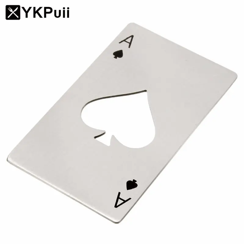 

Stainless Steel Poker Playing Card Ace of Spades Bar Tool Soda Beer Bottle Cap Opener Gift Home Decor Compact