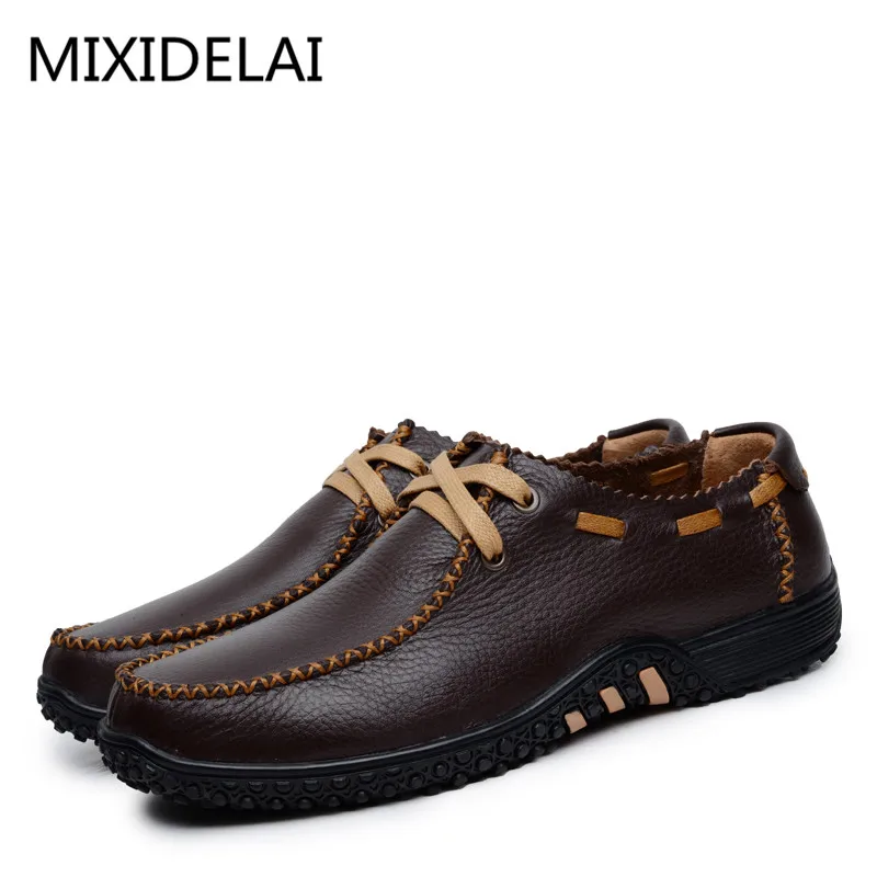 MIXIDELAI/Большие размеры 38-47; модная брендовая мужская обувь ручной работы из натуральной кожи на плоской подошве; мужские мокасины из мягкой кожи; Мужская обувь высокого качества