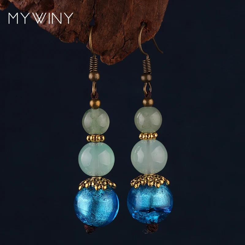 Женские длинные серьги MYWINY Винтажные с разноцветными бусинами и