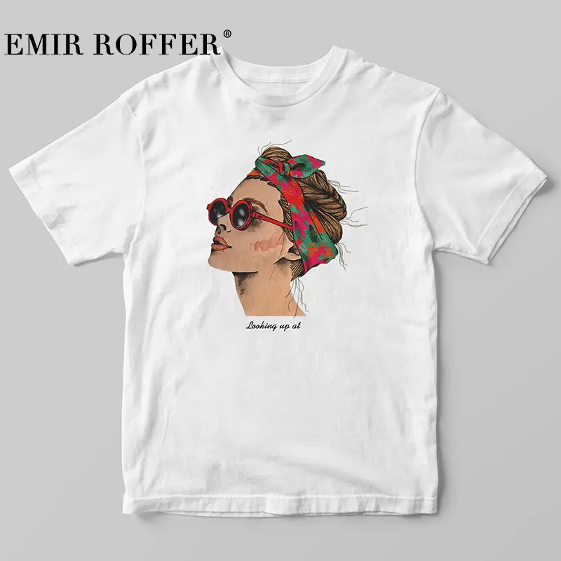 EMIR ROFFER 2018 Fashion Cool Print Female T-shirt White Cotton Women Tshirts Summer Casual Harajuku T Shirt Femme Top