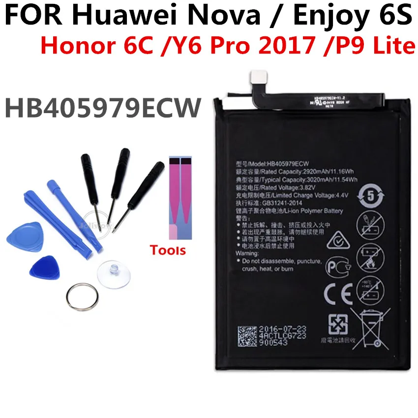

HB405979ECW battery For Huawei NOVA honor 6C 6A Y5 Enjoy 6S Y6 PRO li-ion polymer Replacement Phone Battery 3020mAh