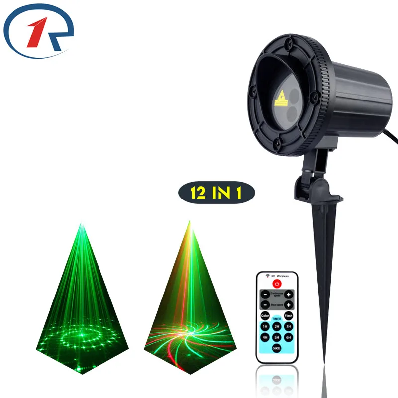 

ZjRight IR Remote 12 patterns Red Green laser lights waterproof outdoor projection laser effect stage light dj light disco light