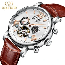 KINYUED Flying Tourbillon Watch Men Leather Waterpoof Perpetual Calendar Mechanical Mens Watches Automatic Skeleton reloj hombre KINYUED Flying Tourbillon Watch Men Leather Waterpoof Perpetual Calendar Mechanical Mens Watches Automatic Skeleton reloj hombre