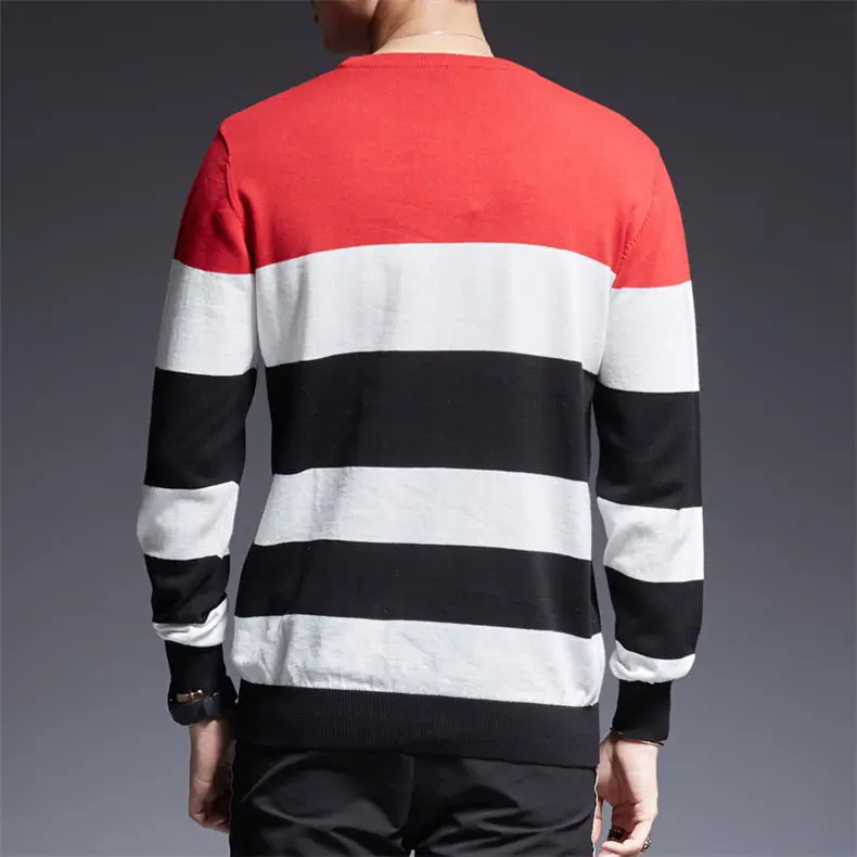 2018 New Mens Pullover Sweaters Autumn Winter Pure Cotton Sweater Pullovers Male Jumpers Striped MuLS Brand Knitwears Boys M-4XL 04