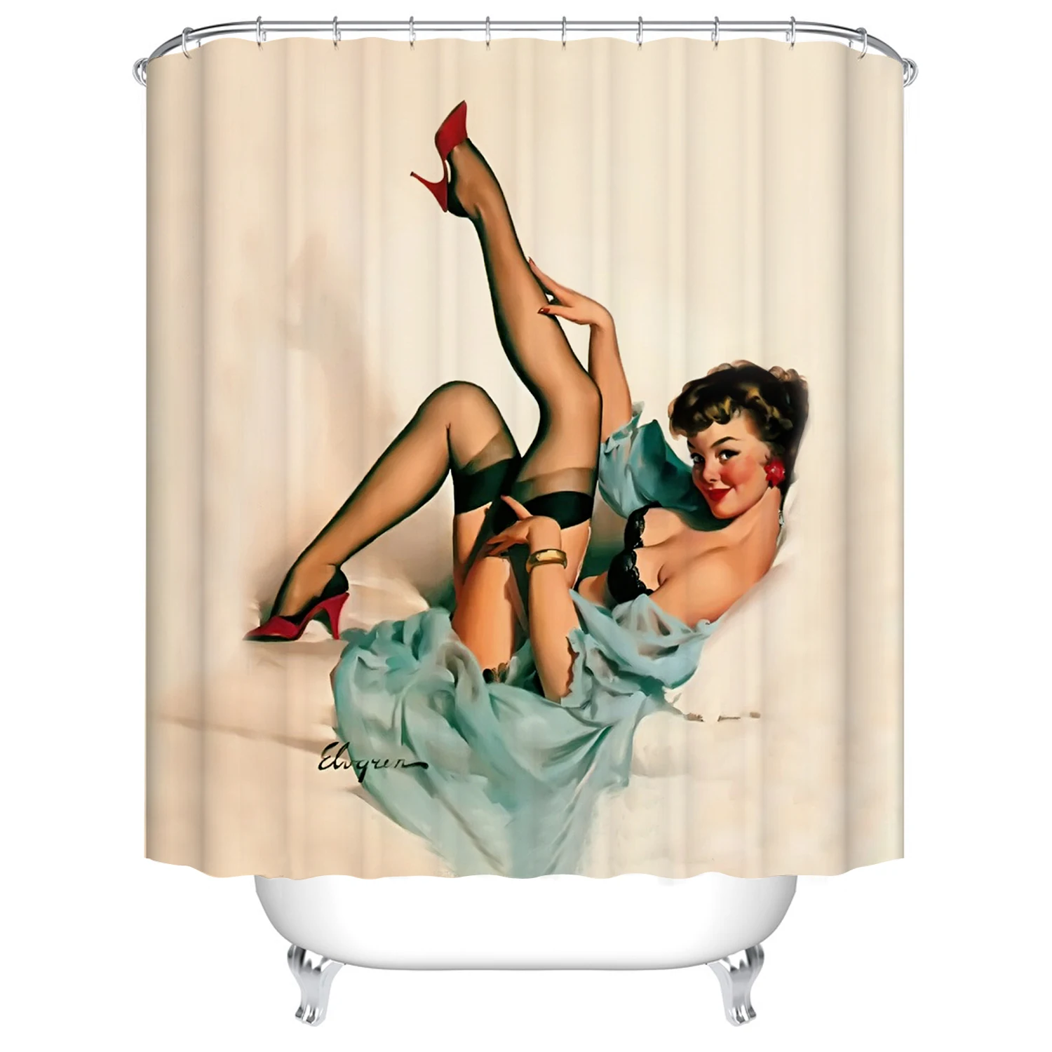 3d занавески для ванной с рисунком девушки из мультфильма, водостойкая полиэфирная ткань, моющаяся занавеска для ванной комнаты, занавеска для душа с крючками, аксессуары - Цвет: C1143