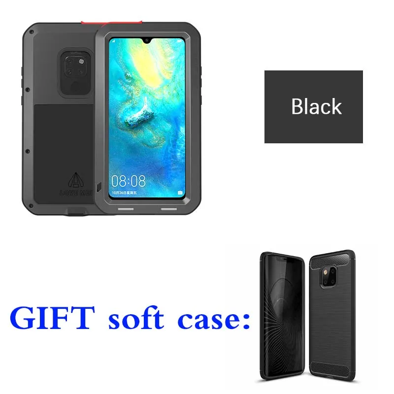 black case Алюминиевый металлический чехол LOVE MEI для mate 20 pro/mate 20, противоударный водонепроницаемый чехол mate 20 Capa Fundas - Цвет: black case
