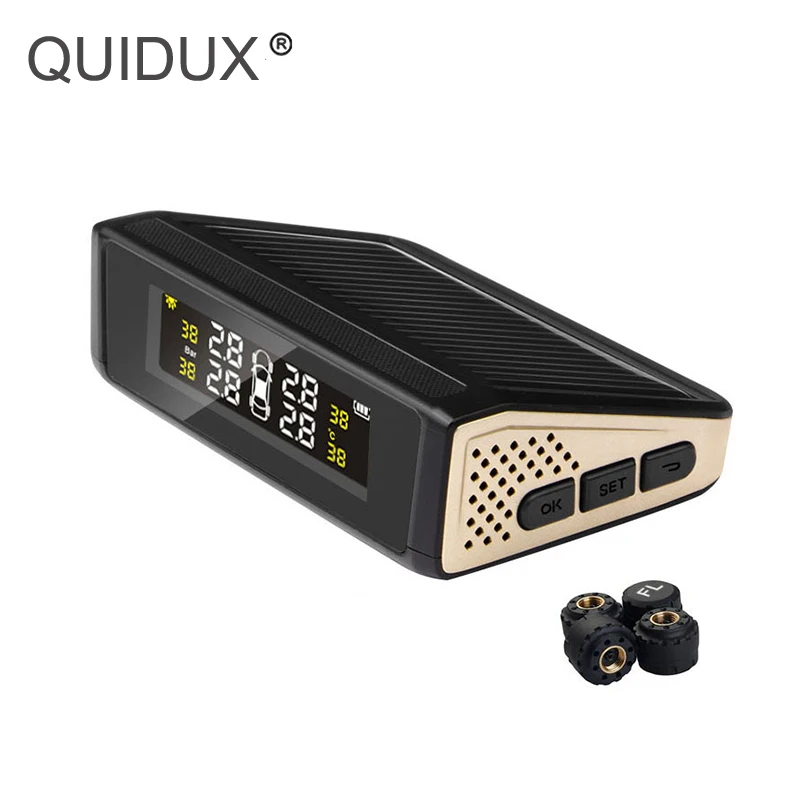 

QUIDUX TPMS Car Tire Pressure Detector Sensor Monitoring System Digital LCD Display Auto Security Alarm for car accessories
