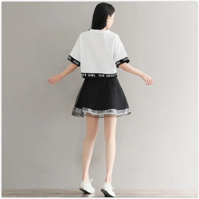 Japanese Mori College Girl Two Pieces Kawaii Crop & High Waist Mini Skirt  3