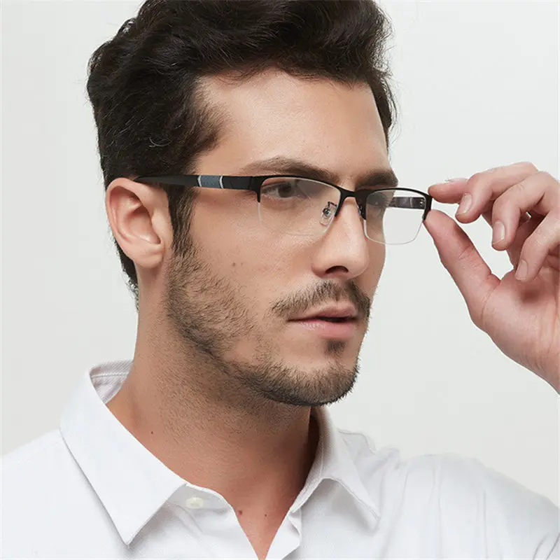 YOOSKE модные деловые очки для чтения, мужские металлические очки с полуоправой для чтения, мужские очки, диоптрий 1,0 1,5 2,0 2,5 3,0 3,5
