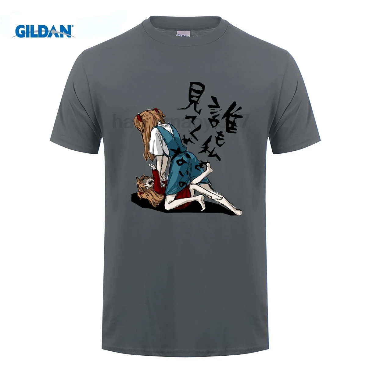 GILDAN EVA Мужская футболка с принтом из аниме Evangelion коротким рукавом и круглым