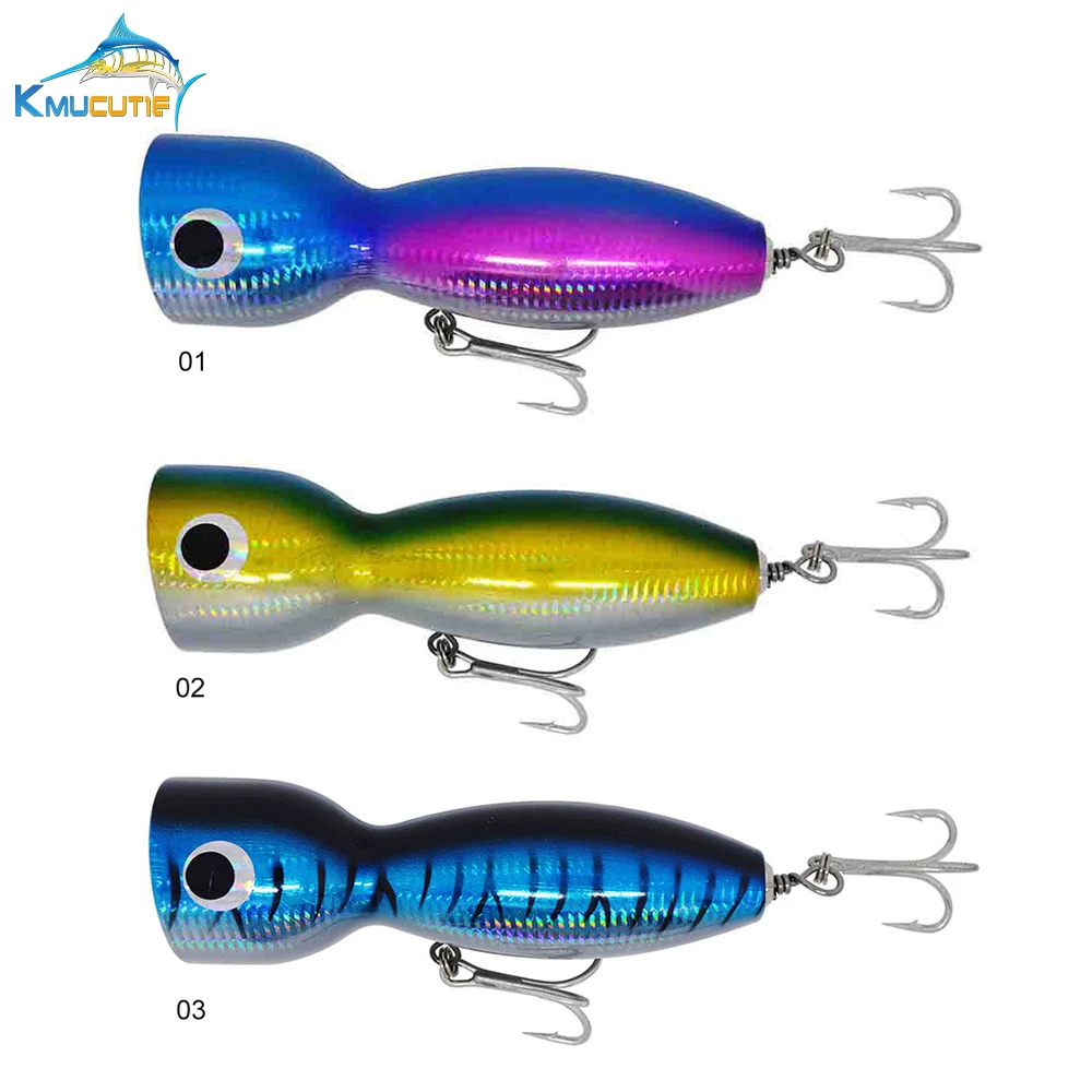 

2 pcs/lot Boat Fishing Lure Popper Saltwater Big Game Topwater GT Lure Handcraf Wood Bait Mustad Hook 180mm 135g Topest Quality