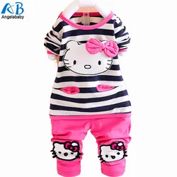 

Hello Kitty Baby Girl Clothing Sets Spring Knitted T-shirt Pants Toddler Girl Clothing Cotton Kids Clothes Sets Children's Suit
