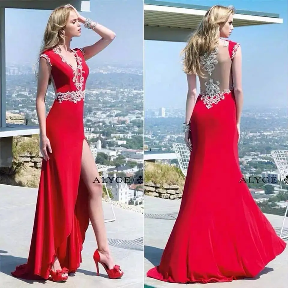 Red Prom Dress Silver Sequins Special Occasion Dresses