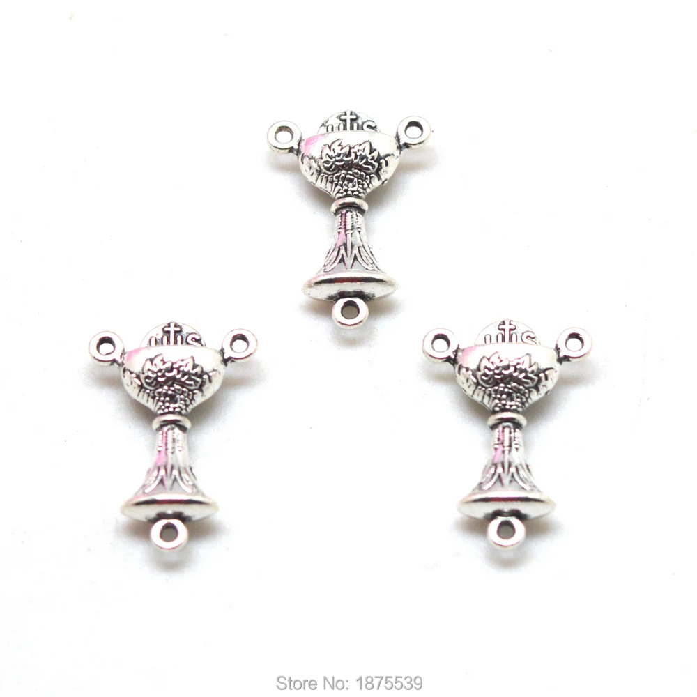 

Cup Catholic Rosary Center Cross 3 Holes Connector First Communion Necklace Accessory
