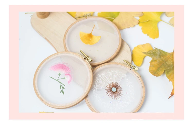 European handmade embroidery DIY transparent mesh organza art decoration ornamentsWall Art Flowers Leaves Series-16
