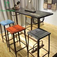 Луи Мода барный стул и барный стол набор Американский Сельский Лофт ретро сделать старый железный высокие ноги многоцветные