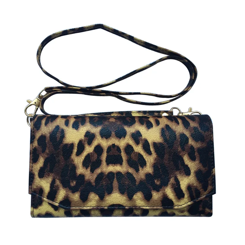 Зеркальный Солнечный искусственная кожа под леопарда женский длинный кошелек высокого качества Женская сумка через плечо большая емкость женская сумка для мобильного телефона