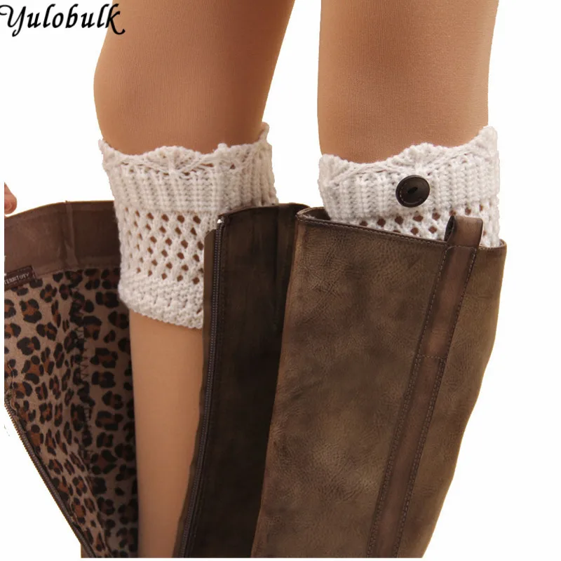 Полый верх ботинок с пуговицей манжеты женские ботинки носки Beenwarmers трикотажные гетры для женщин Короткие гетры