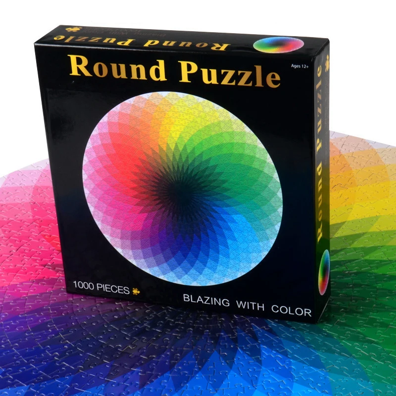 1000 Stück Kind Erwachsene Karton bunte runde Puzzles Regenbogen Palette 