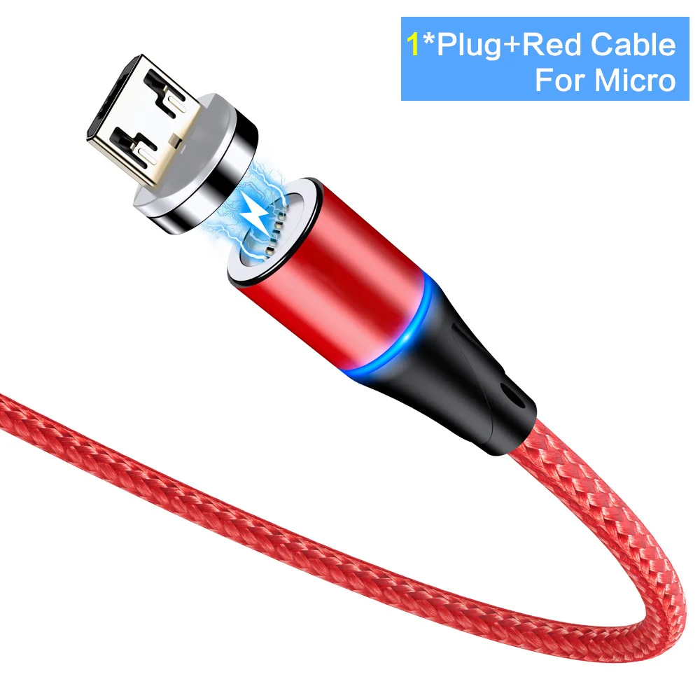 Магнитный кабель Usb для мобильного телефона 3A магнитное зарядное устройство Micro usb type C для IPhone X samsung S8 S9 huawei Быстрая зарядка 3,0 - Цвет: Red For Micro USB