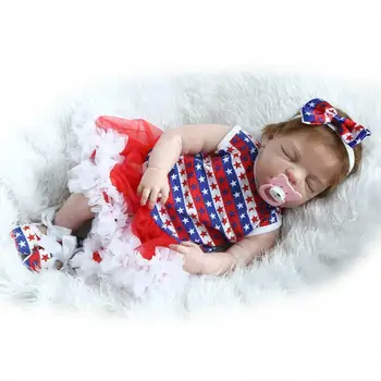 

23" Handmade Reborn Baby Girls Doll Lifelike Full Body Silicone Vinyl Bath+Dress Girl Toys Toddler Boy Toys