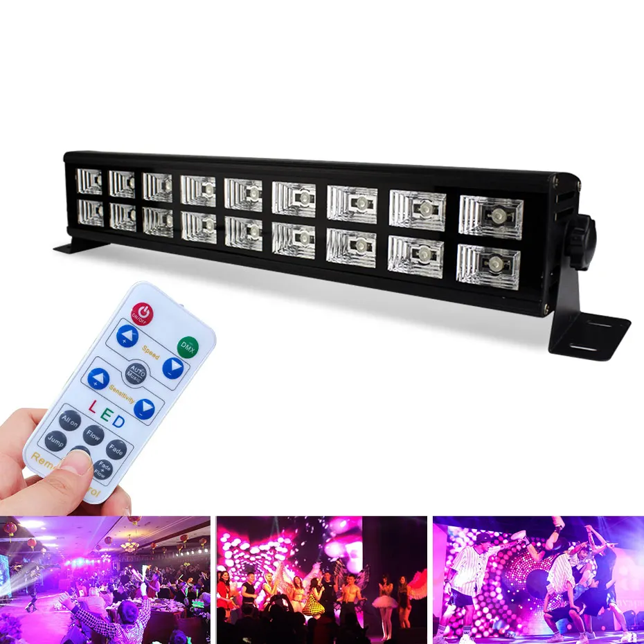 

DMX512 Sound Activated Disco Dj Club Par Party Lights Strobe Light 27W 54W Remote Control LED Stage Lights For Home Xmas Wedding