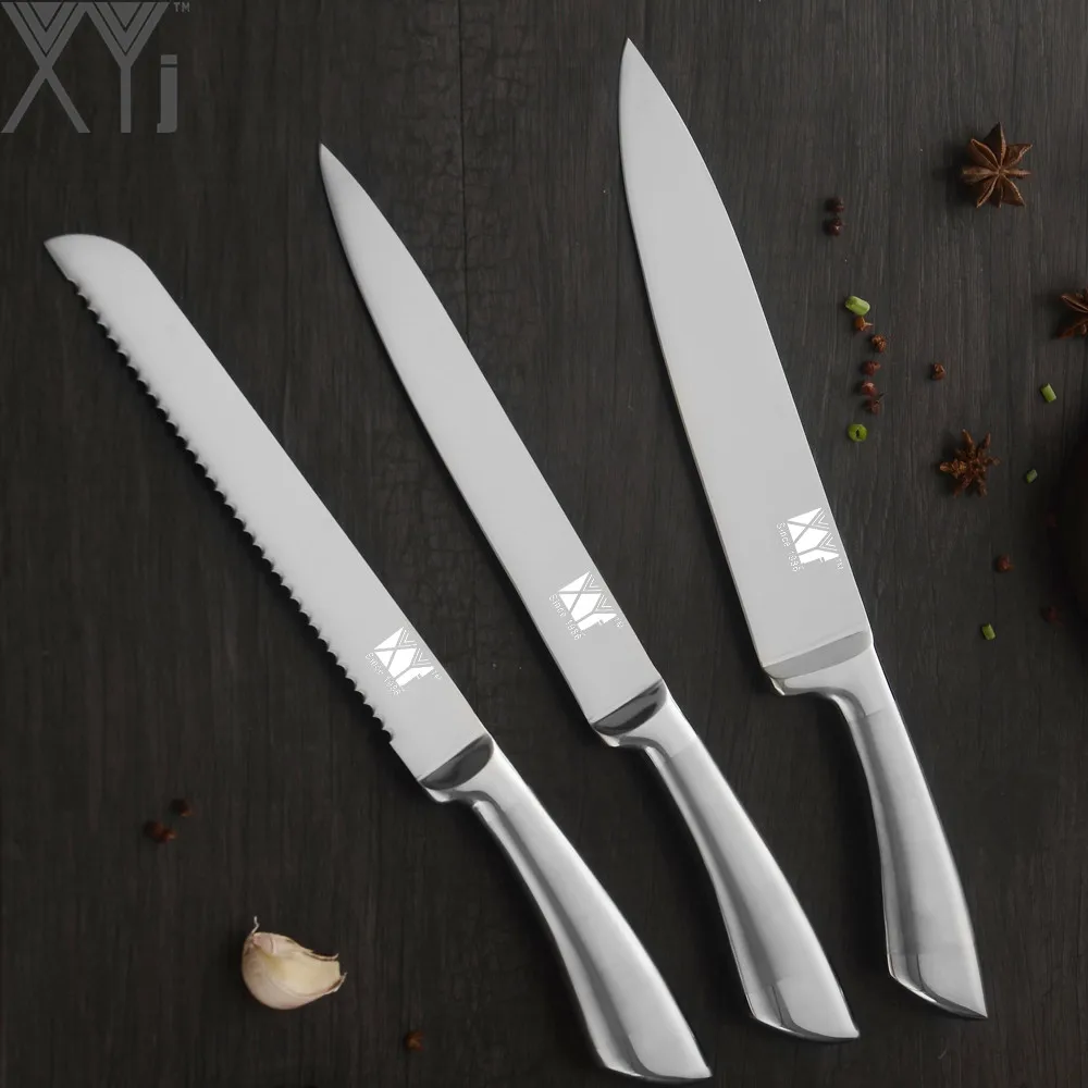 XYj кухонные ножи для приготовления пищи, нож для очистки овощей, Santoku, шеф-повара, ножи из нержавеющей стали для нарезки хлеба, фруктового мяса, кухонные инструменты, аксессуары - Цвет: D.3 Pcs Set