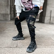 Уличная одежда, камуфляжные мужские спортивные штаны, высокое качество, хлопок, в стиле хип-хоп, спортивные штаны, повседневные тонкие мужские штаны