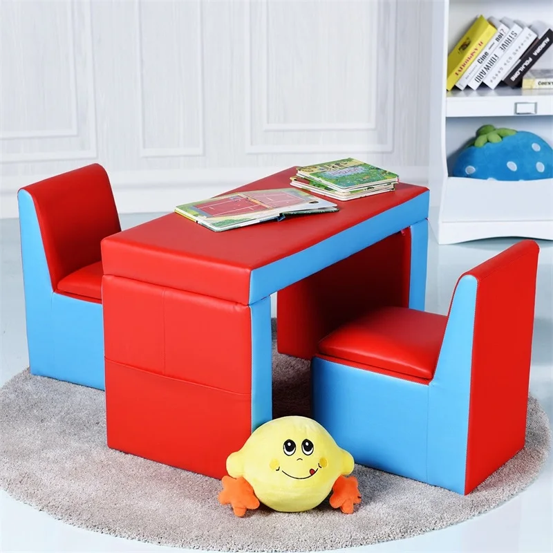 Multi Functional Kids Sofa Table Chair Set 2 In 1 Design Storage