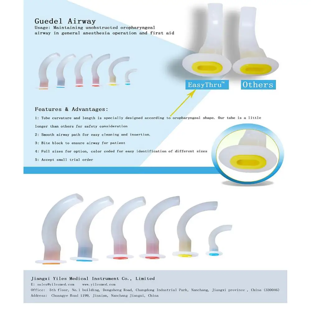 15 шт Анестезия Guedel дыхательная трубка медицинский оральный воздушный путь цвет кодовый установить дыхательные пути для CPR аварийных пациентов