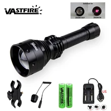 Светодиодный масштабируемый инфракрасное излучение оружие светильник Тактический ИК ночного видения 850NM Ночное видение Охота вспышки светильник+ винтовое крепление+ 18650+ Зарядное устройство+ переключатель