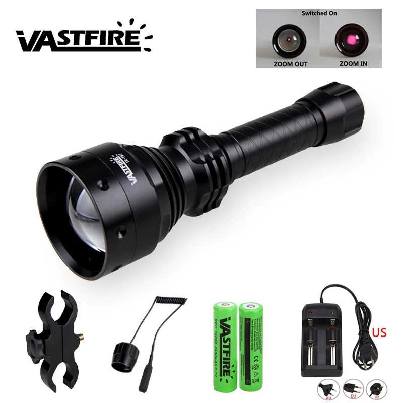 IR illuminator Infrared Zoomable Night Vision LED Hunting Flashlight Scope Mount
