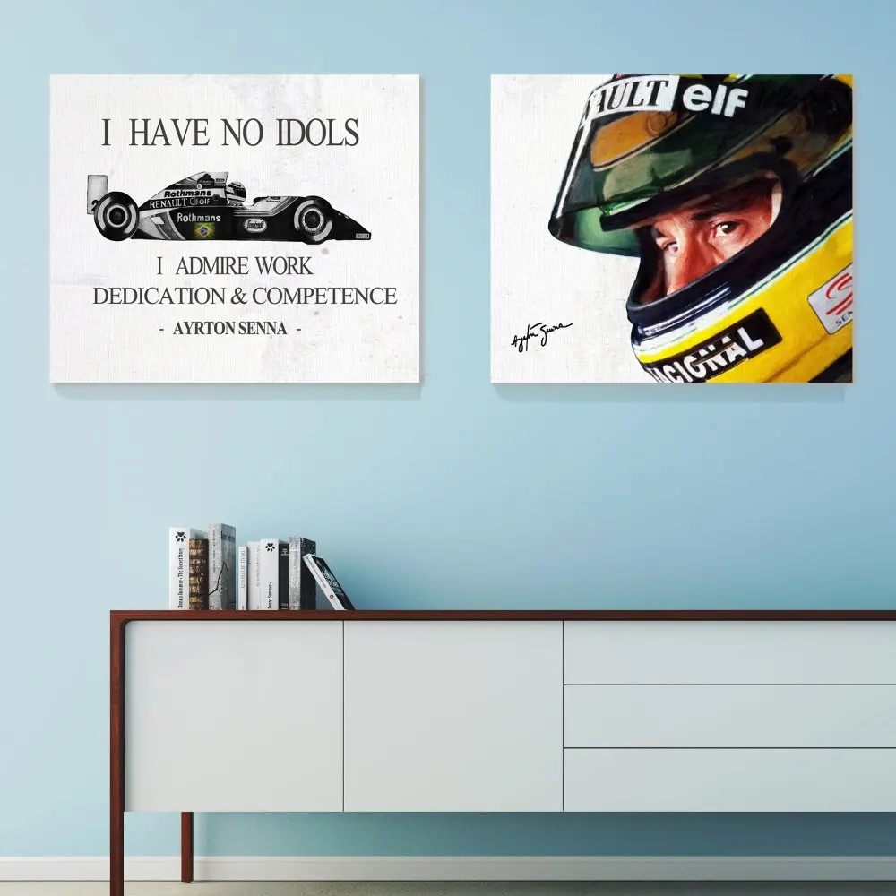 

2 IN 1 F1 AYRTON SENNA Poster Canvas art painting Home decor Wall pictures for living room Unframed