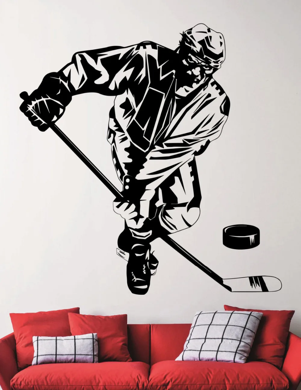 DSU Hockey Player Wall Decals Ice Hockey Black Vinyl Wall Sticker For